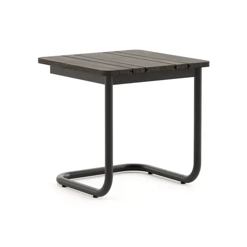 copacabana side table with black texturized steel & bamboo wood structure