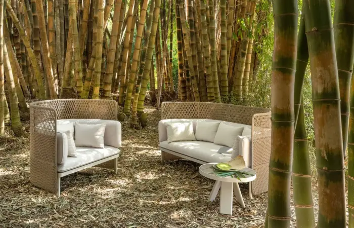 Esedra 3 seater high back sofa in wide natwick warmwhite finish with pure white cushions ls2