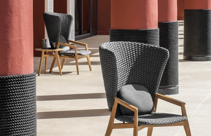 knit high back lounge armchair