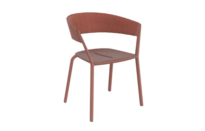 ria dining armchair with woven rope terracotta
