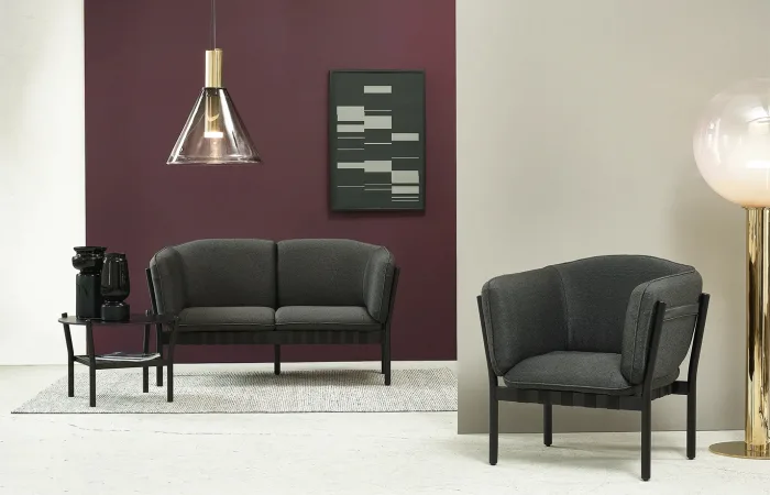 dowel 2 seater sofa and lounge chair