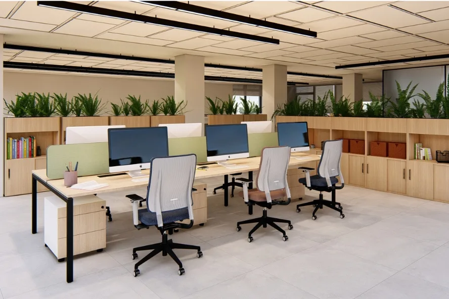 Office space with premium desks and chair - office fit out contractors